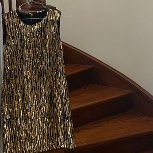 Shoshanna Black and Gold Sequin Dress